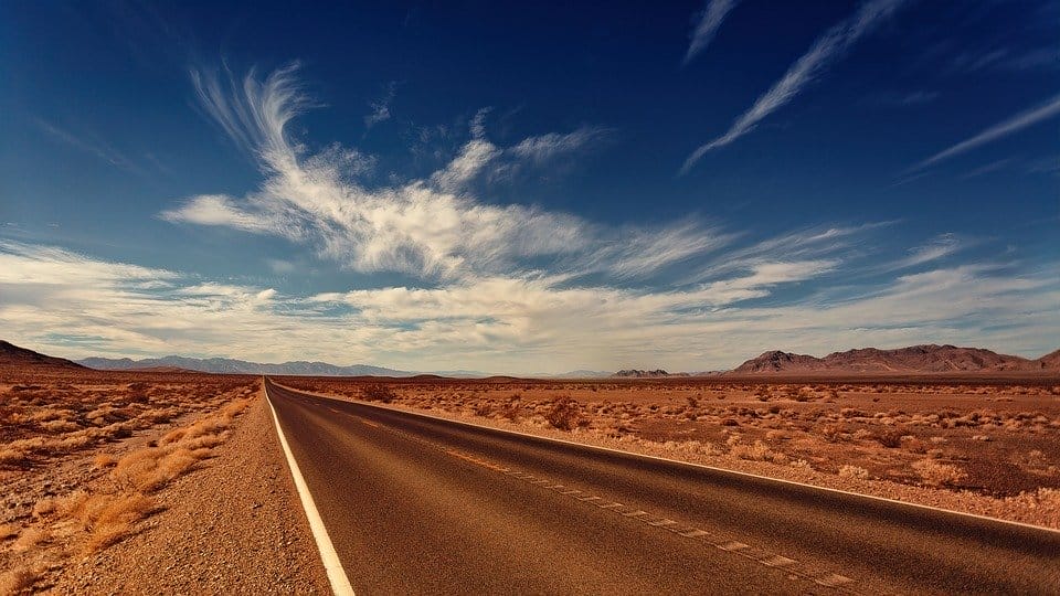 A road in the desert.