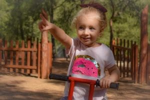 A girl smiling