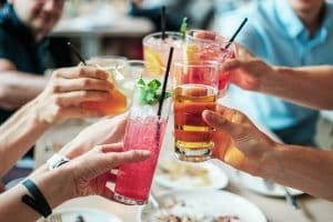 Glasses with cocktails