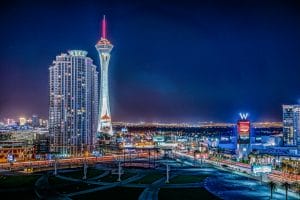 night-time view of Las Vegas metropolitan area