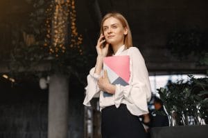 A businesswoman talking on the phone