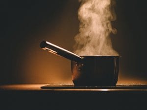 a pot on cooker - prepare meals for the moving day 