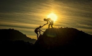 people on a mountain