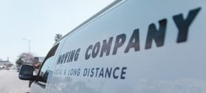 A moving company white truck