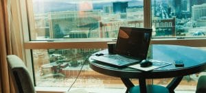 Macbook Pro on Table before leaving your home in Las Vegas.