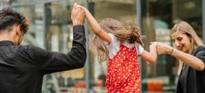 family having fun outside