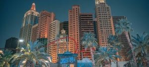 Buildings and palm trees in Las Vegas